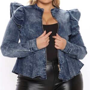 Denim peplum jacket